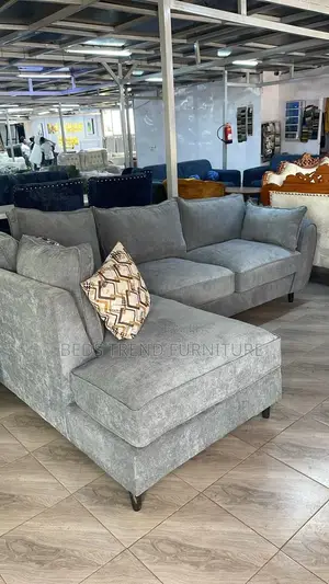 6-Seater L Seat Grey Sofa With Left Chaise