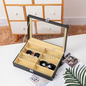 8 Slot Pu Leather Sunglasses Organizer Box | Black