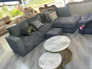 6-Seater L Seat Dark Grey Sofa With Modern Elegance