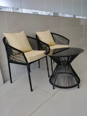2seater Balcon Rattan Chair With Round Glass Table