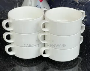 6 Pc Ceramic Soup Bowl/ Double Handle Soup Bowl