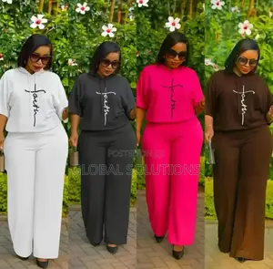Two-Piece Set Consisting of a Hooded Top With a "Faith" Graphic