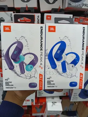 JBL Endurance Peak 4 Wireless Earbuds in Blue Featuring an Ip68 Rating