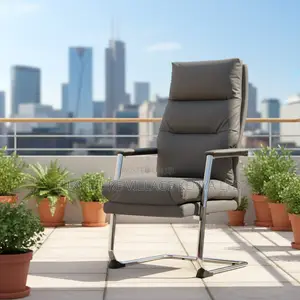 Gray Leather Guest Office Chair