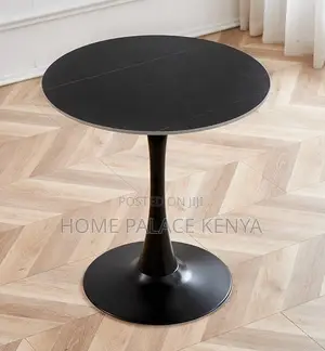 Dining Table: Black Round Marble Top Table With Metal Base