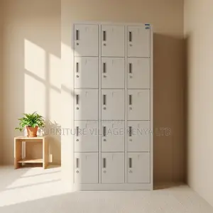 15-door's White Gym Locker Storage.