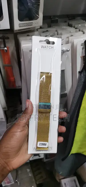 22mm Gold-Tone Magnetic Stainless Steel Mesh Watch Strap-Android