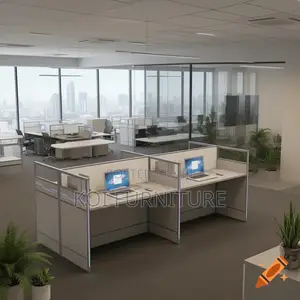 Office Workstation; Four Users MDF Office Workstation