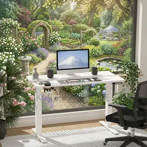 Office Desk; 1400mm White Electric Adjustable Home Office Desk