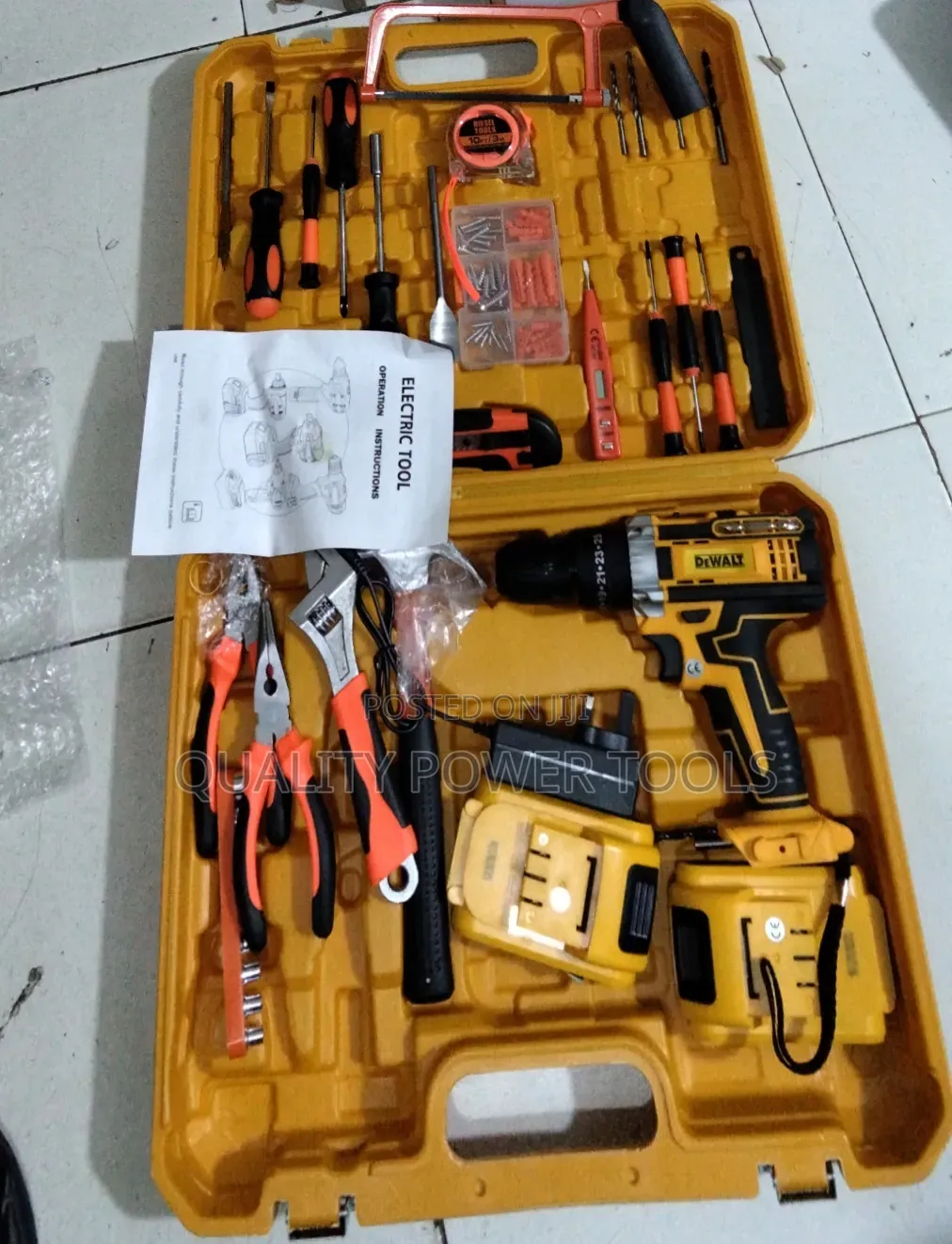 Dewalt 48v Cordless Electric Drill 47pc Tool Set 2 Rechagable