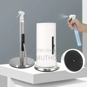 Stainless Steel Paper Towel Holder Includes a Built-in Spray Bottle