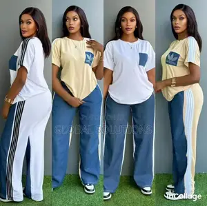 Two-Piece Casual Set Featuring a Patterned Top With a Pockets