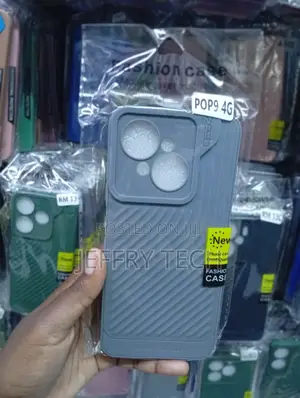 Tecno Pop 9 4g Grey, Striped Silicone Back Cover