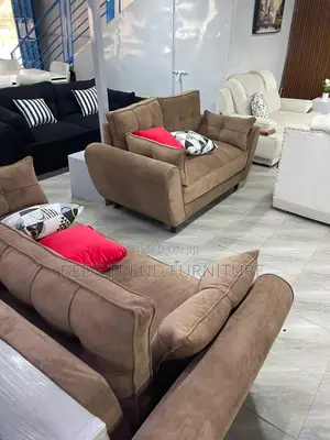 5-Seater 3+2 Butterfly Design Sofa Set Brown Upholstery