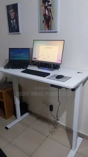 Modern White Electric Desk With Smooth Elevate