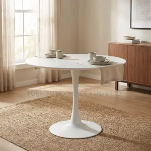 Round White Home Dining Table.