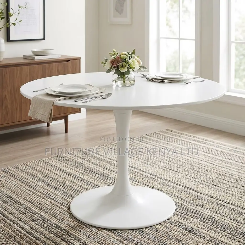Round White Home Dining Table.