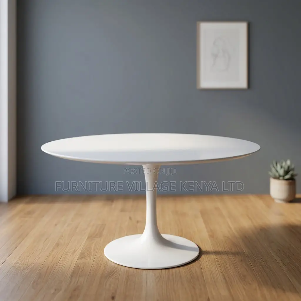 Round White Home Dining Table.