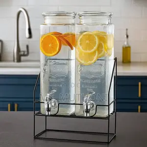 *Vintage Double Glass Drink Dispenser With Stand