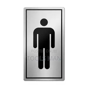 Gents Washroom Door Sign - Flexible Metal-Look Toilet Plaque