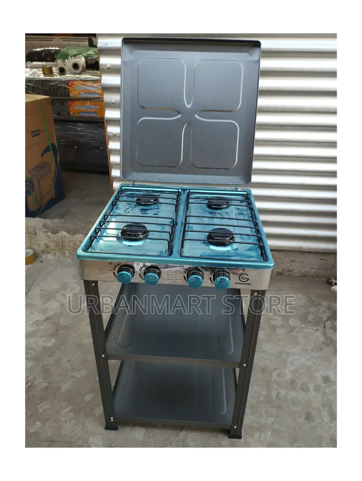 Eurochef Standing Cooker 4 Burner With Shelves