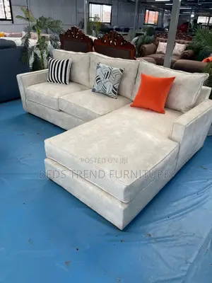 6 Seater Cream L Sectional Seat