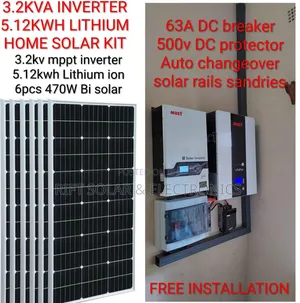 3.2kva Hybrid Inverter - 5.12kwh Lithium Battery -(6)470w Solar System