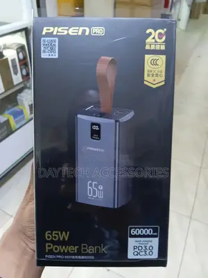 Pisen Power Bank 60000mah 65w Super Fast Charging - Black