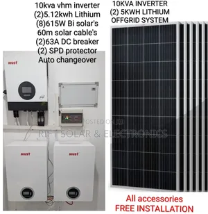 10 Kva VHM Hybrid - (2) 5.12kwh Lithium Battery - (8)615w Bifacial Kit