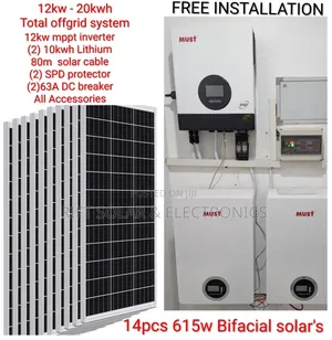 12kva VHM Inverter - (2) 10kwh Lithium Battery - (14)615w Solar System
