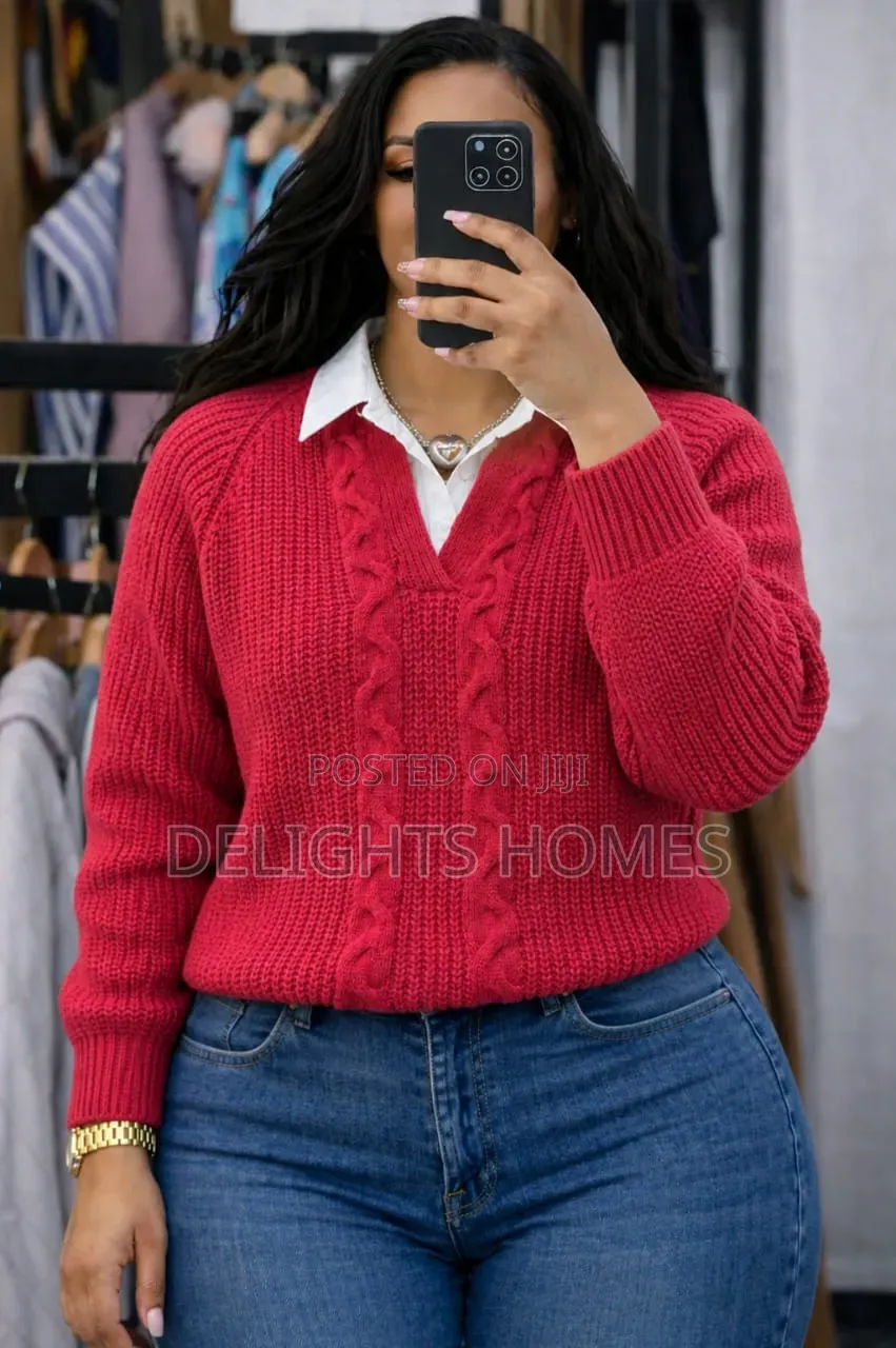 Sweater With Attached White Collar