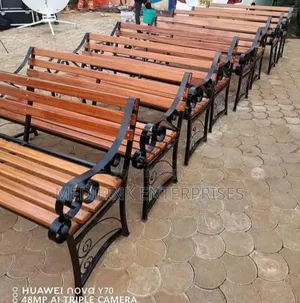 Zeni Wooden Metallic 5ft Garden Outdoor Benches