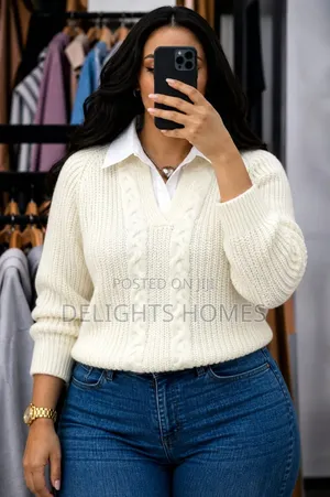 Sweater With Attached White Collar