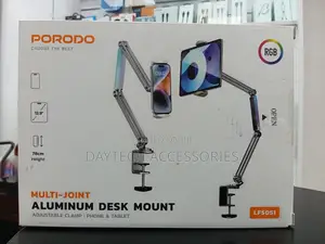 This Is a Porodo Lfs051 Multi-Joint Phone/Tablet Aluminum Desk Mount.