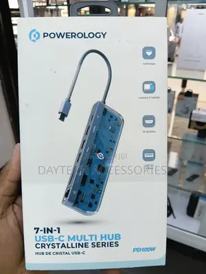 Powerology Crystalline Series 7 in 1 Usb-C Multi Hub Pd 100w