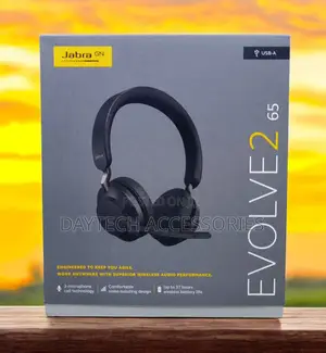 This Product Is a Jabra Evolve2 65 Wireless Headset Featured in Black.