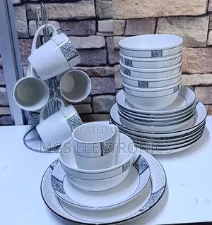 24 PCS Stylish Opal Dinnerset 6 Plates 6 Side Plates 6 Bowls 6 Cups