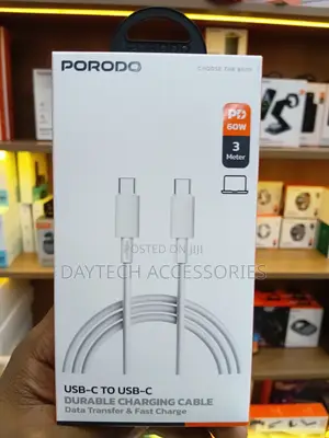 Porodo Type-C to Type-C Cable 3m - Fast Charging, Black
