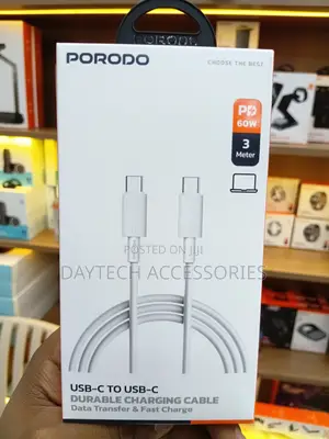 Porodo Usb-C to Usb-C Durable Charging Cable Featuring 3-Meter Length.