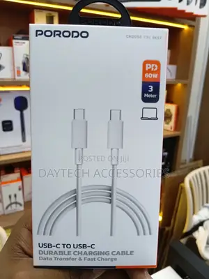 Porodo Usb-C to Usb-C Durable Charging Cable Featuring 3-Meter Length.
