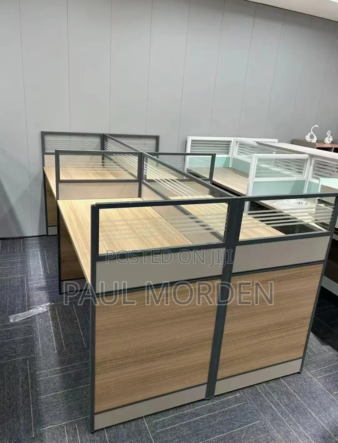 Four Way White Office Working Station