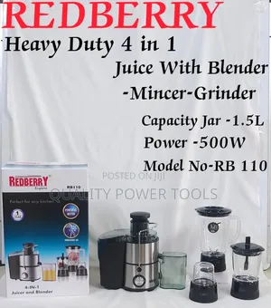 Redberry Heavy Duty 4 in 1 Blender, Juicer, Mincer Grinder 500w