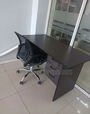 Grey Desk and Swivel Mesh Chair