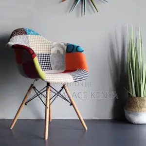 Lounge Chair: Eames Style Fabric Chair With Colourful Upholstery