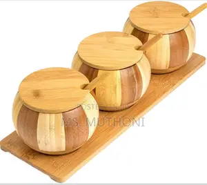 *3pc Bamboo Condiments Set With Stand