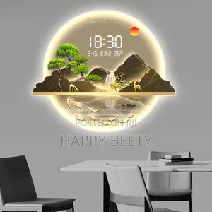 Led Decorative Clock Featuring a Stunning Layered Mountain Landscape