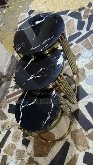 3 in 1 Executive Pure Marble Table Black