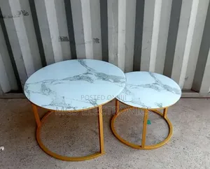 Marble Nesting Coffee Table (Glass Effect) White