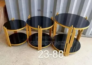 3 in 1 Executive Glass Effect Marble Table