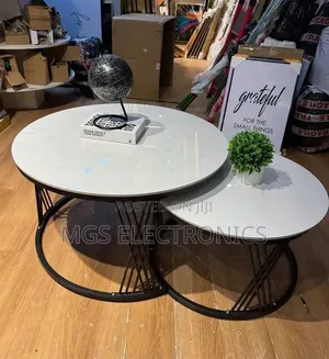 Modern Luxury 2in1 Pure Marble Nesting Tables With Black Stand